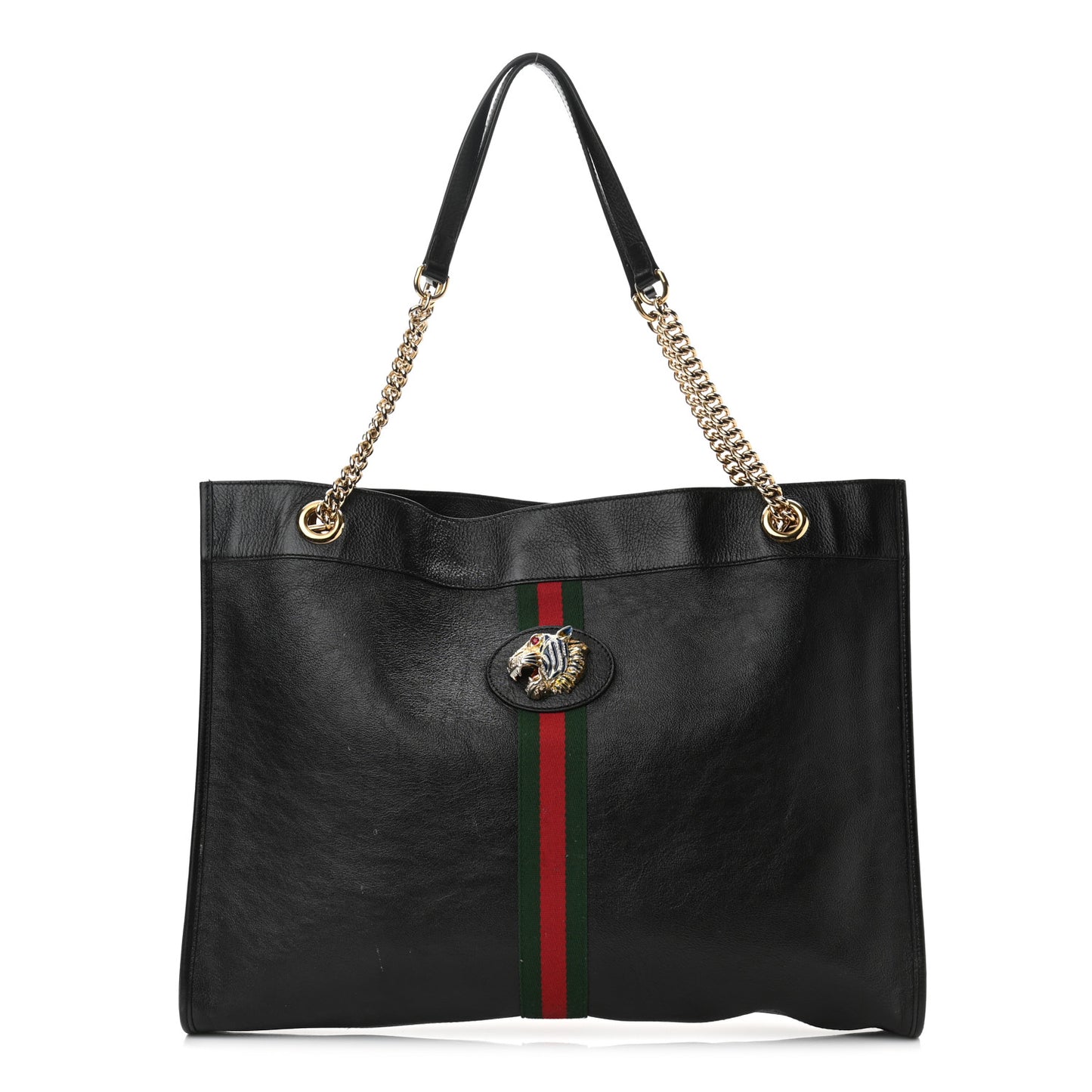 Calfskin Large Rajah Chain Tote Black