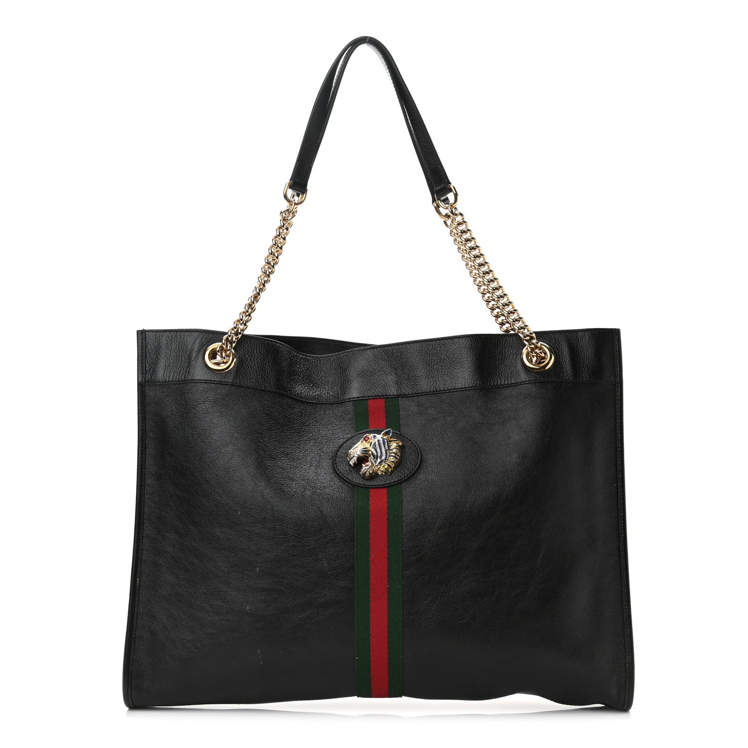 Gucci Calfskin Large Rajah Chain Tote Black 3 of 17