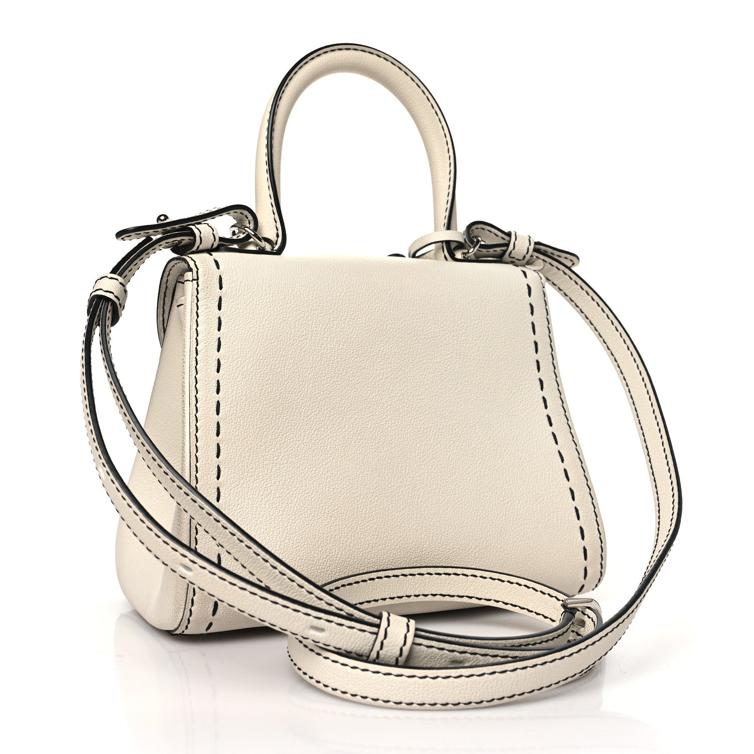 Delvaux Grained Rodeo Calfskin Surpique Mini Brillant Satchel White 4 of 12