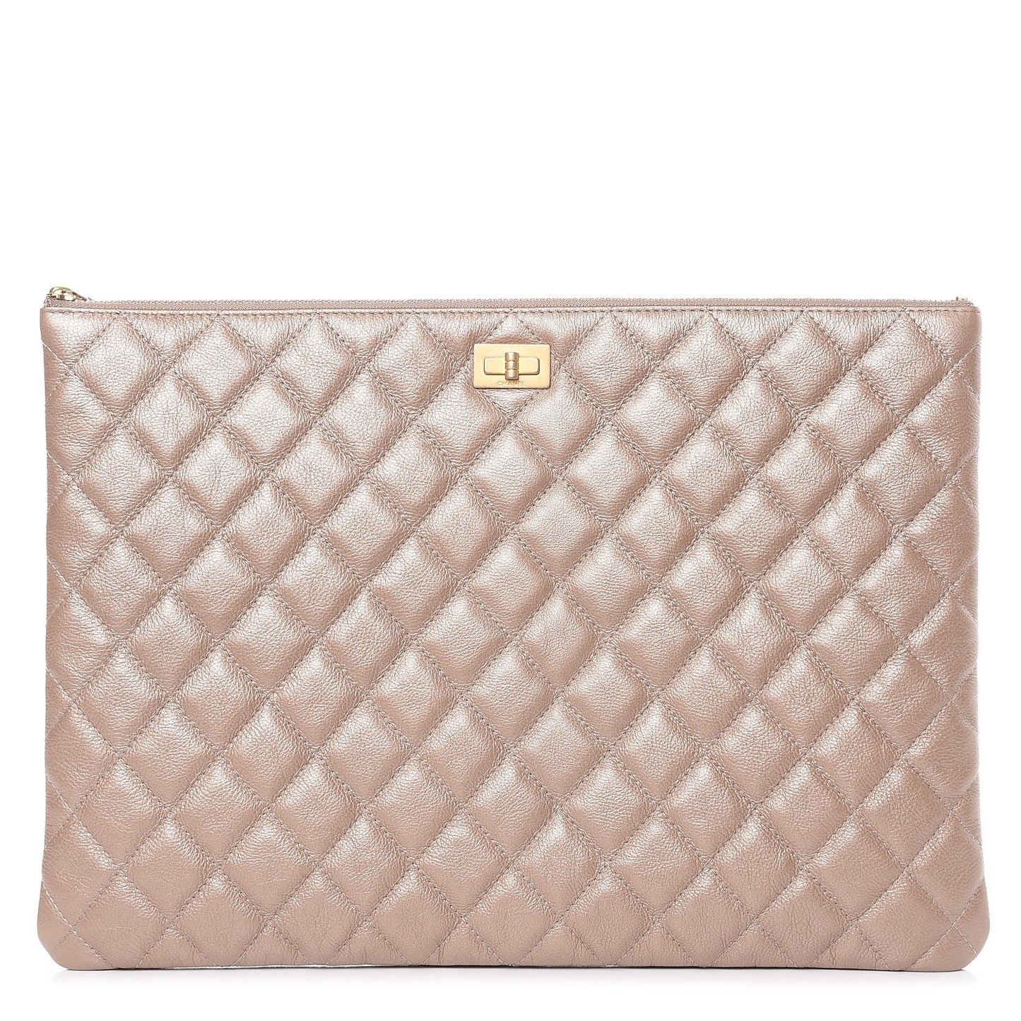 Metallic Calfskin Quilted Large Reissue Cosmetic Case Gold