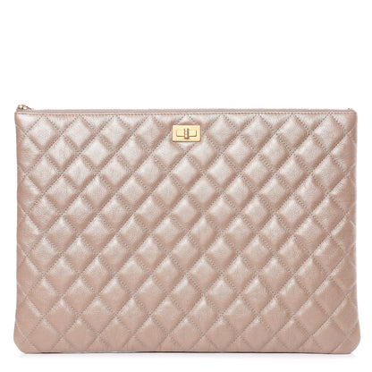 Chanel Metallic Calfskin Quilted Large Reissue Cosmetic Case Gold 1 of 8