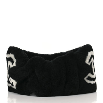 Chanel Dyed Lamb Shearling CC Headband Black White 2 of 6