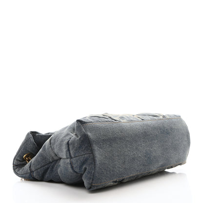 Saint Laurent Denim Quilted Medium Loulou Puffer Monogram Chain Satchel Blue Cinnamon 4 of 11