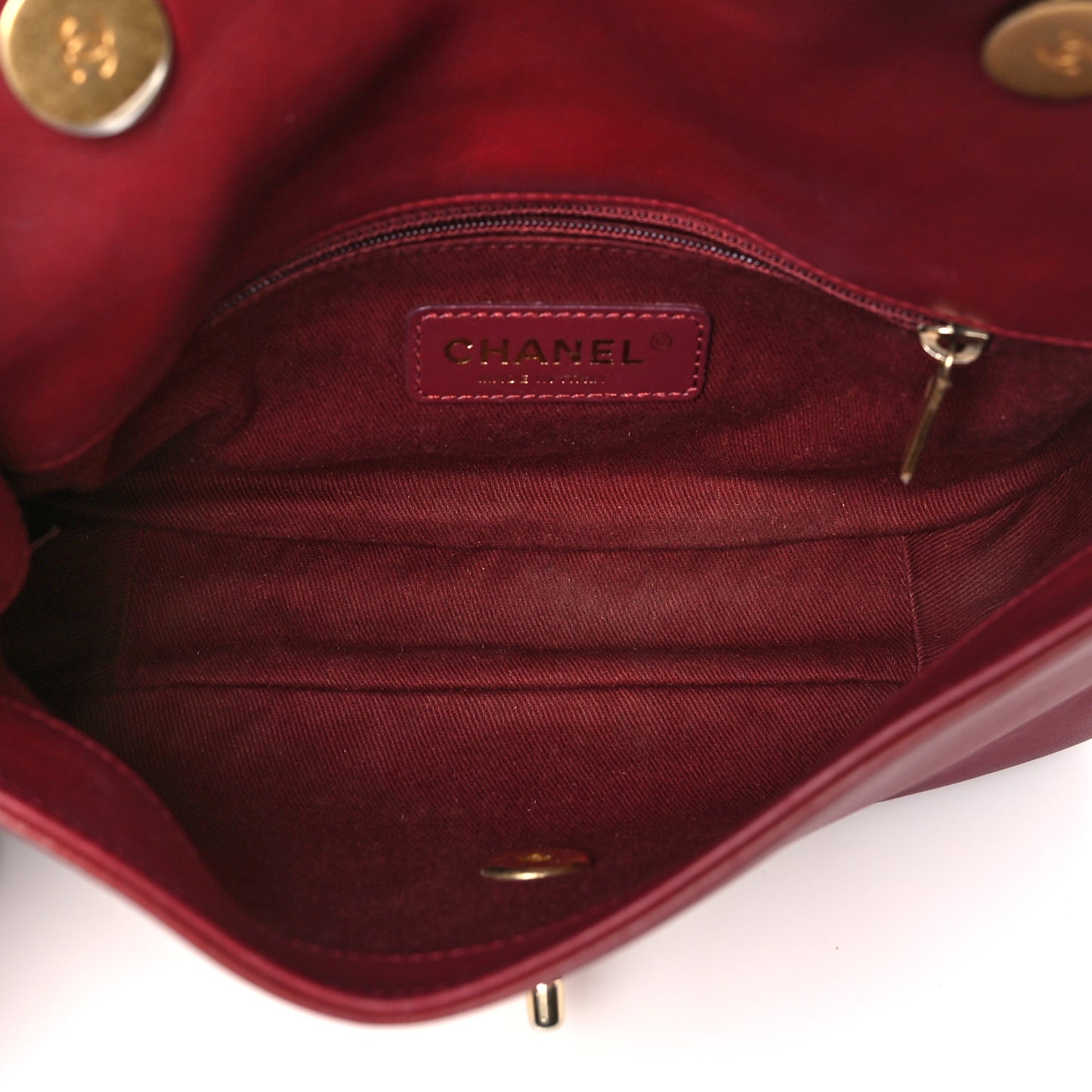 Calfskin Stitched Flap Red