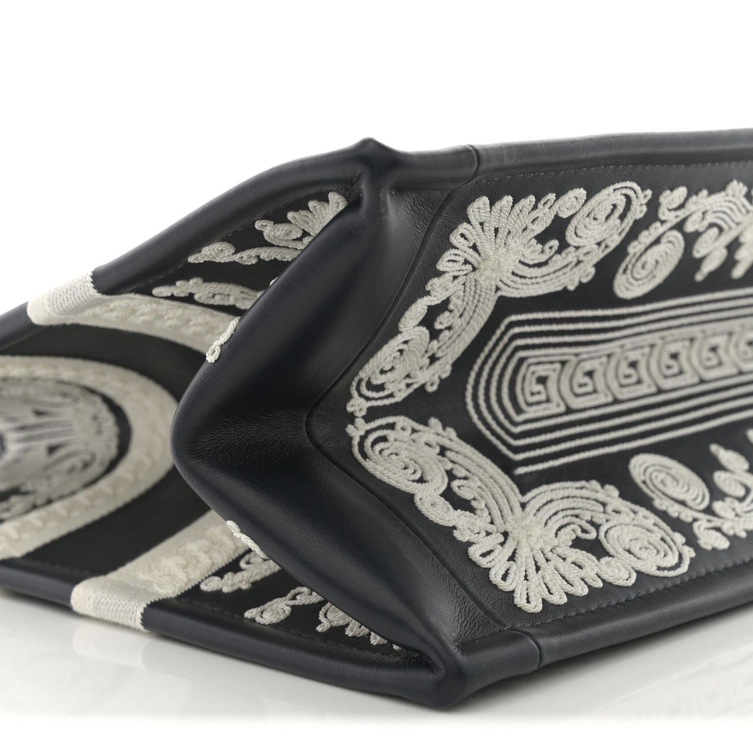Christian Dior Calfskin Cornely-Effect Embroidery Medium Book Tote Black White 9 of 10