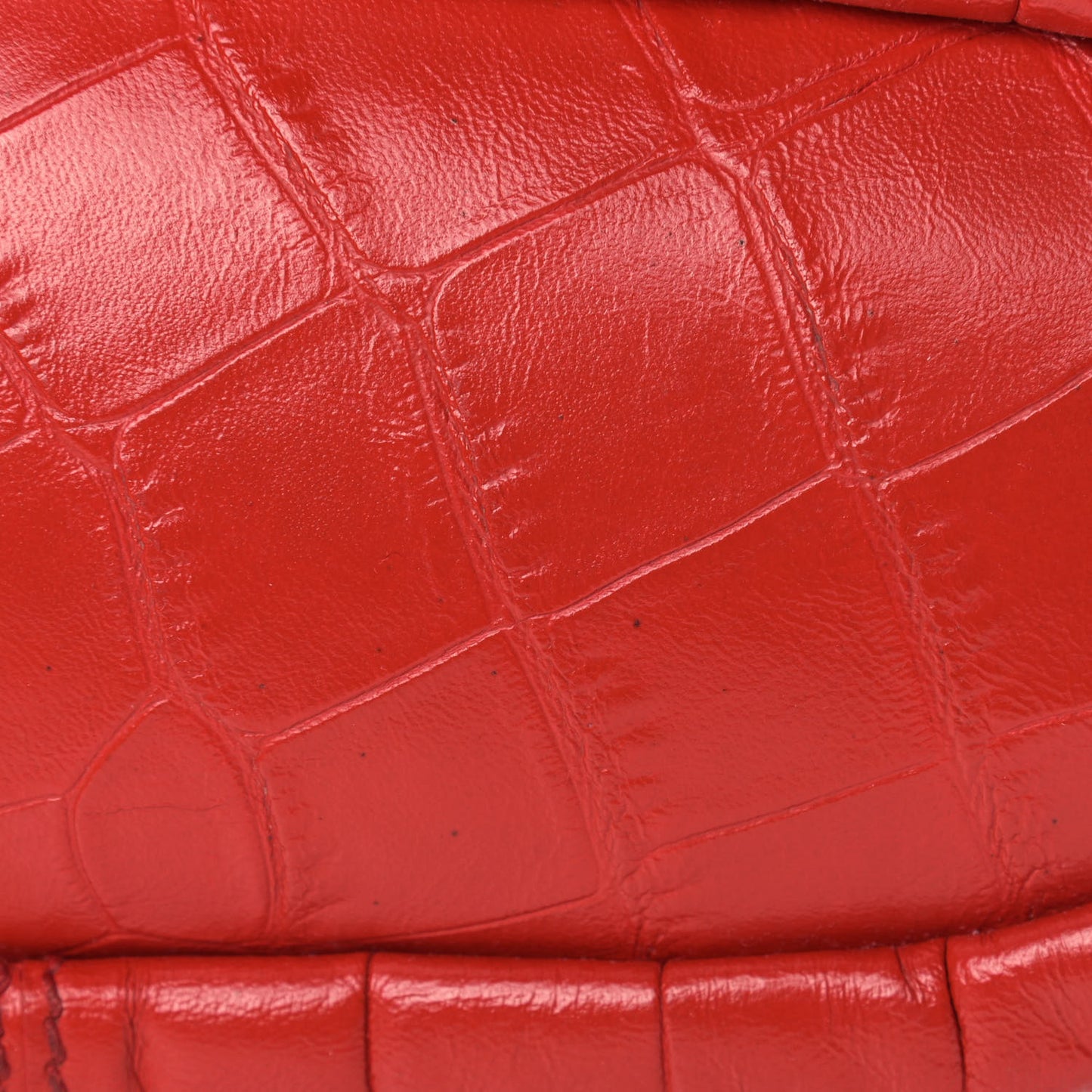 Calfskin Crocodile Embossed Micro Nightingale Red