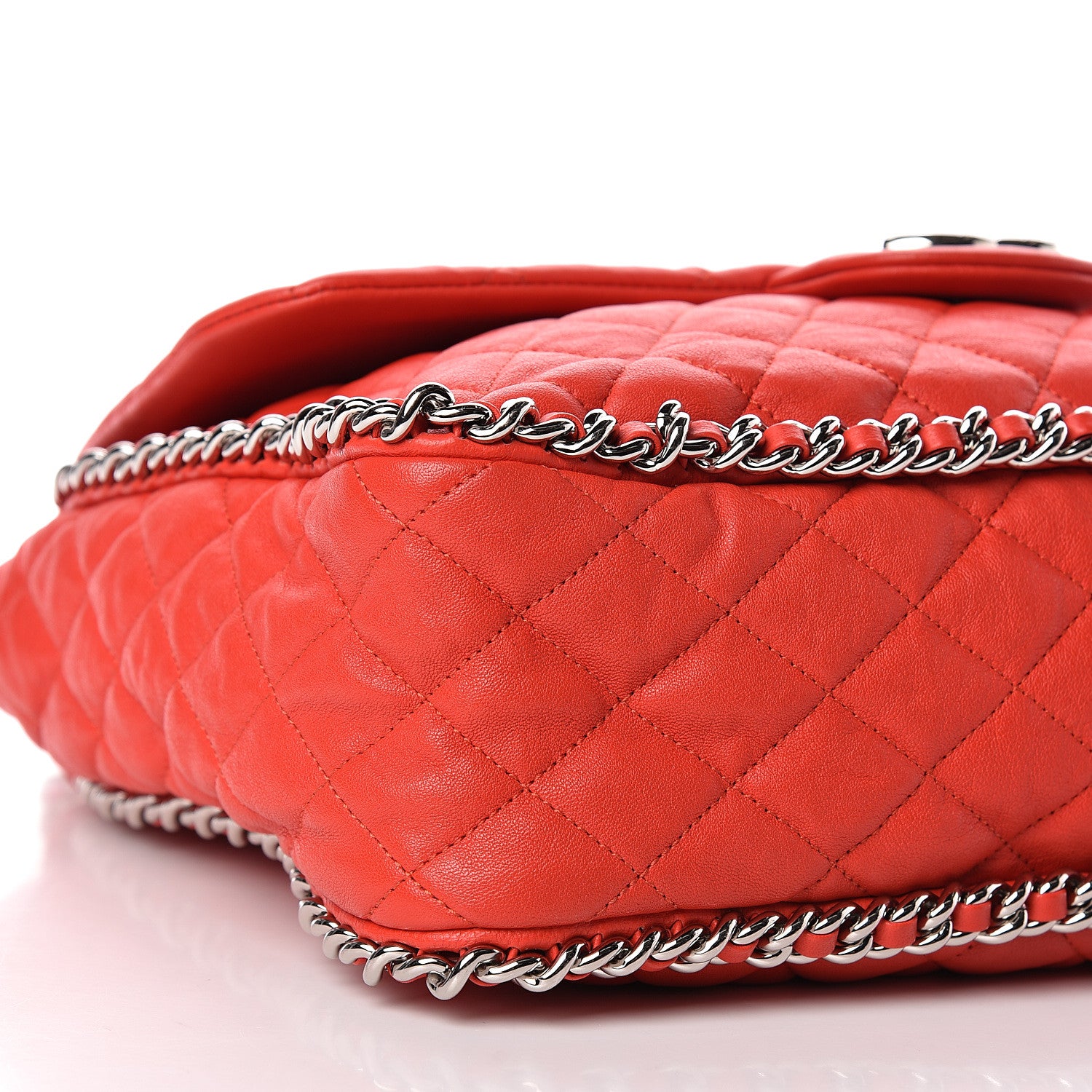 Chanel Washed Lambskin Quilted Maxi Chain Around Flap Red 9 of 11