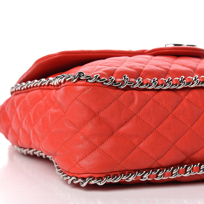 Chanel Washed Lambskin Quilted Maxi Chain Around Flap Red 9 of 11