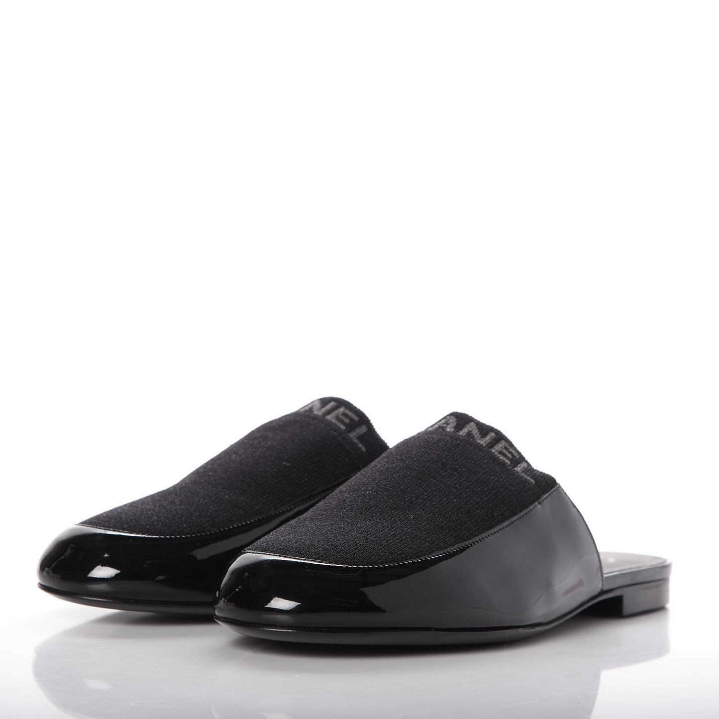 Fabric Patent Calfskin Mules 39 Black
