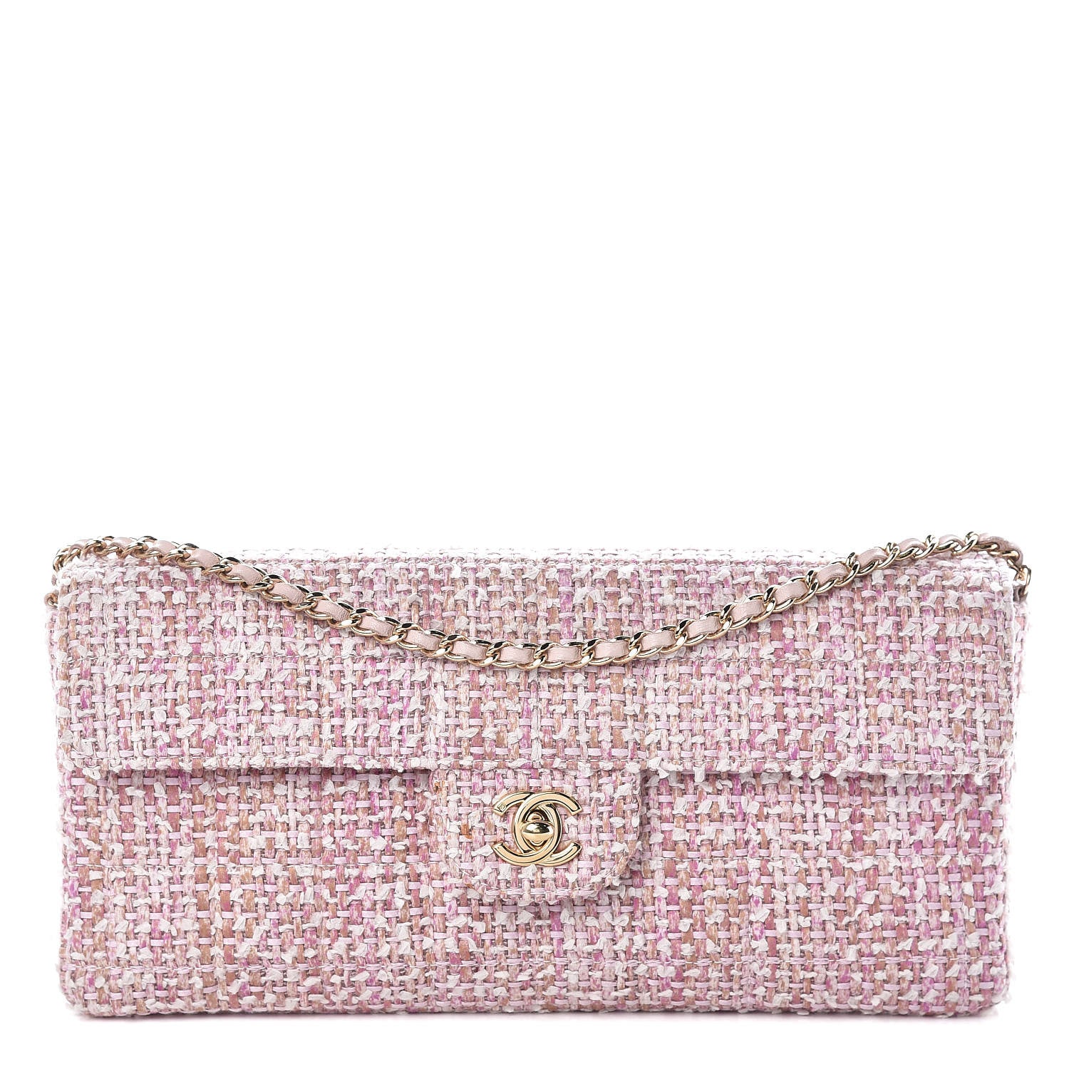 Chanel Tweed East West Flap Pink 1 of 11