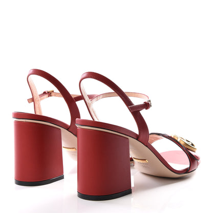 Gucci Lifford Calfskin GG Marmont Ankle Wrap 75mm Sandals 39.5 Hibiscus Red 4 of 8