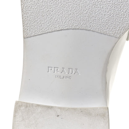 Prada Spazzolato Calzature Donna Triangle Logo 50mm Derby Loafers 36.5 White 8 of 11