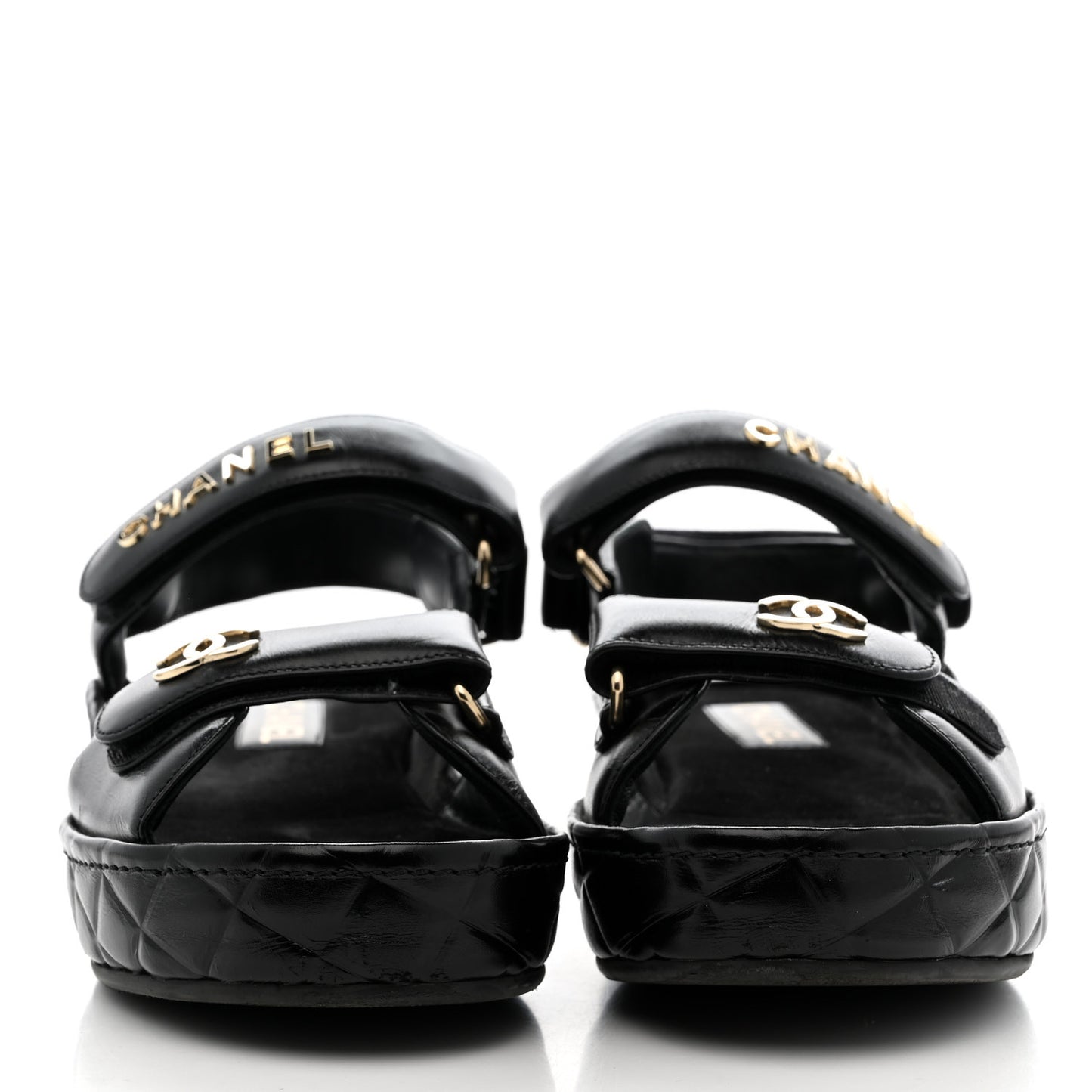 Shiny Calfskin Logo Platform Sandals 39 Black