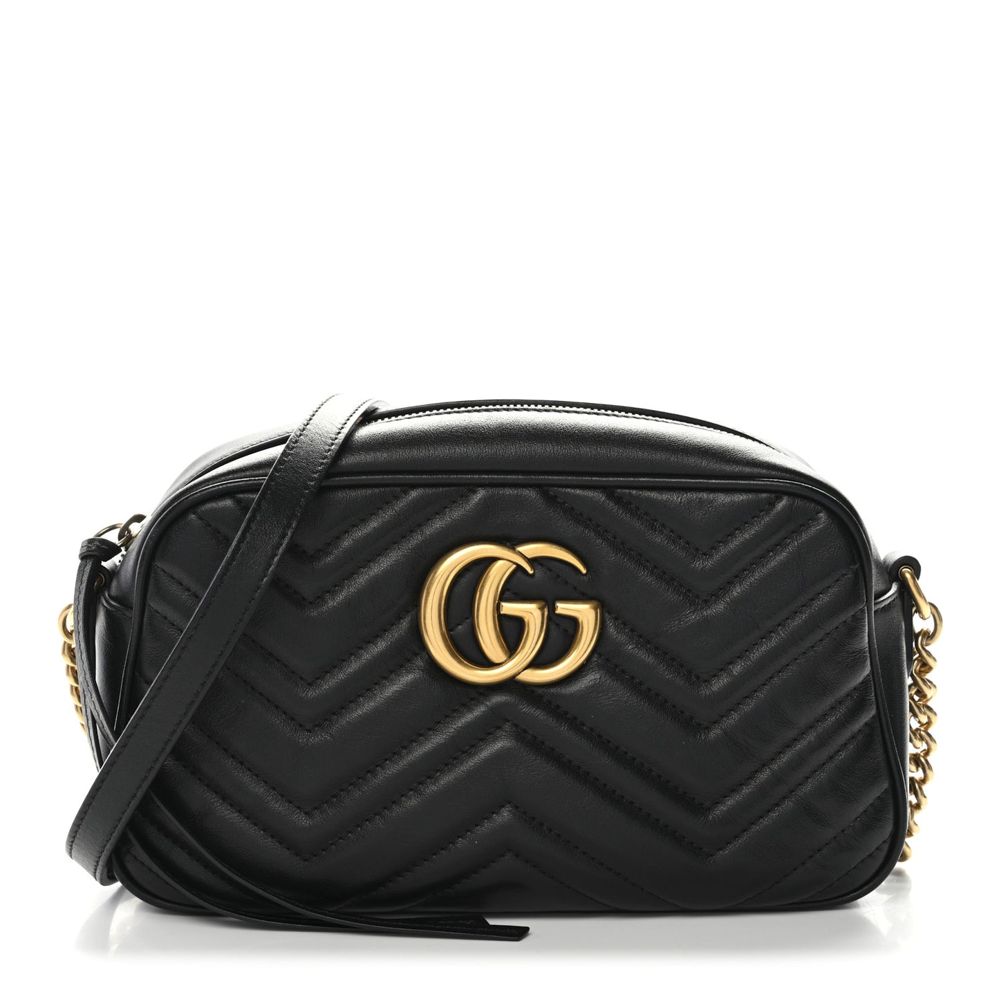Calfskin Matelasse Small GG Marmont Chain Shoulder Bag Black