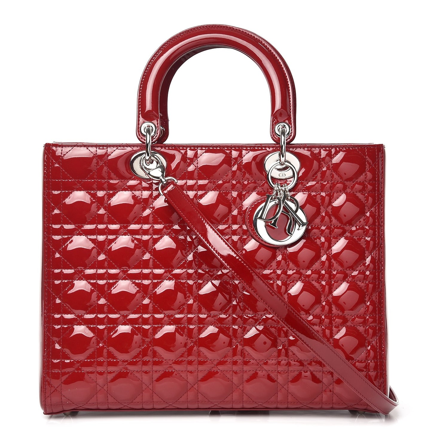 Patent Cannage Large Lady Dior Red