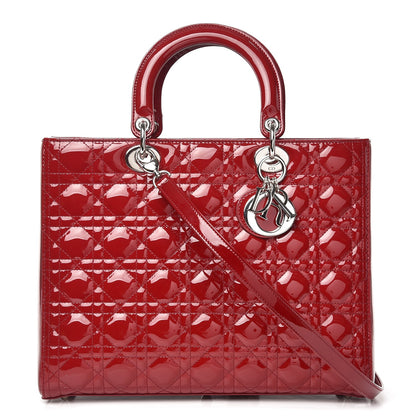 Christian Dior Patent Cannage Large Lady Dior Red 1 of 9