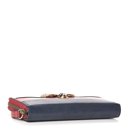 Gucci Calfskin Queen Margaret Zip Around Wallet Blue Agata Hibiscus Red Mystic White 4 of 10