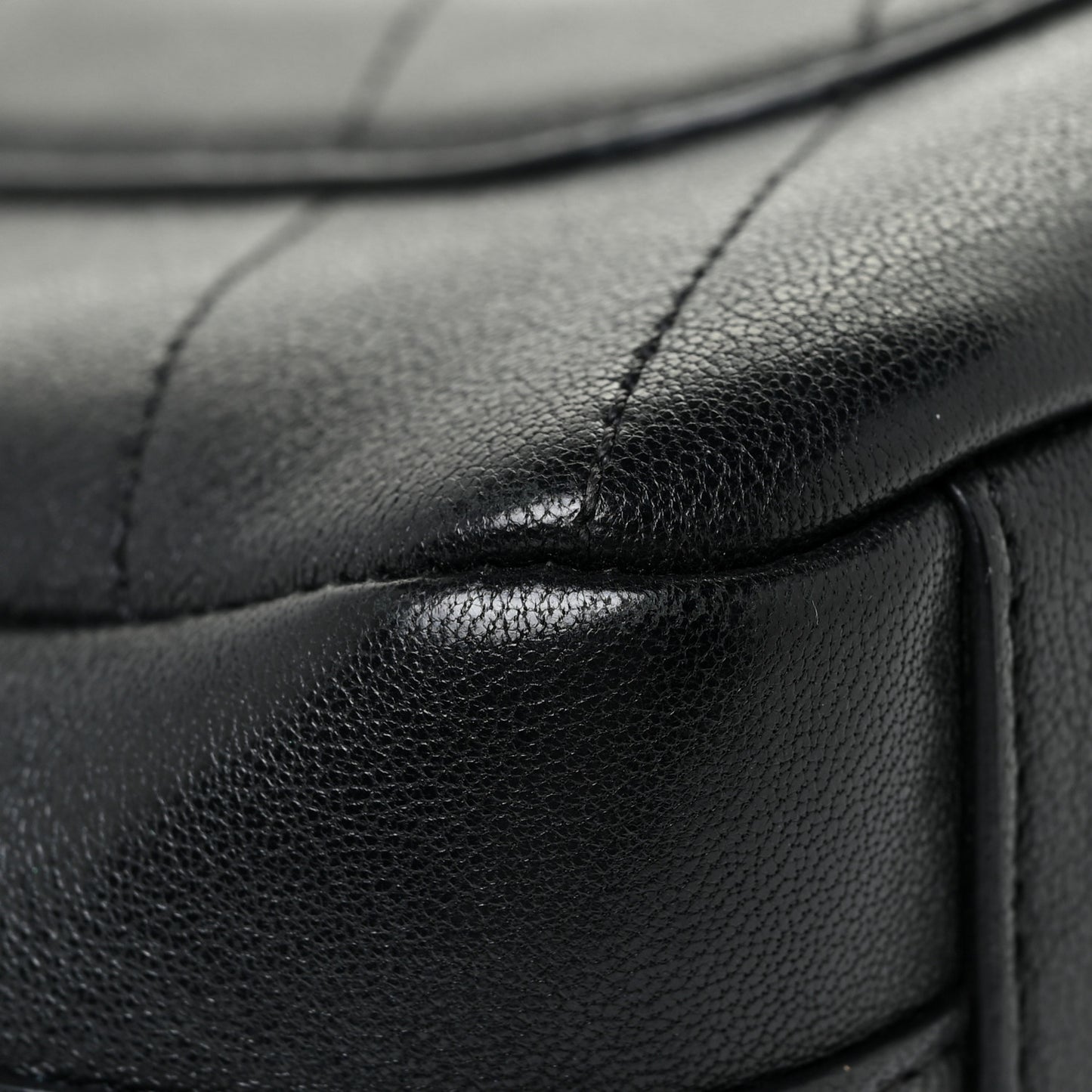 Sheepskin Chevron Quilted Mini Double Chevron Flap Black