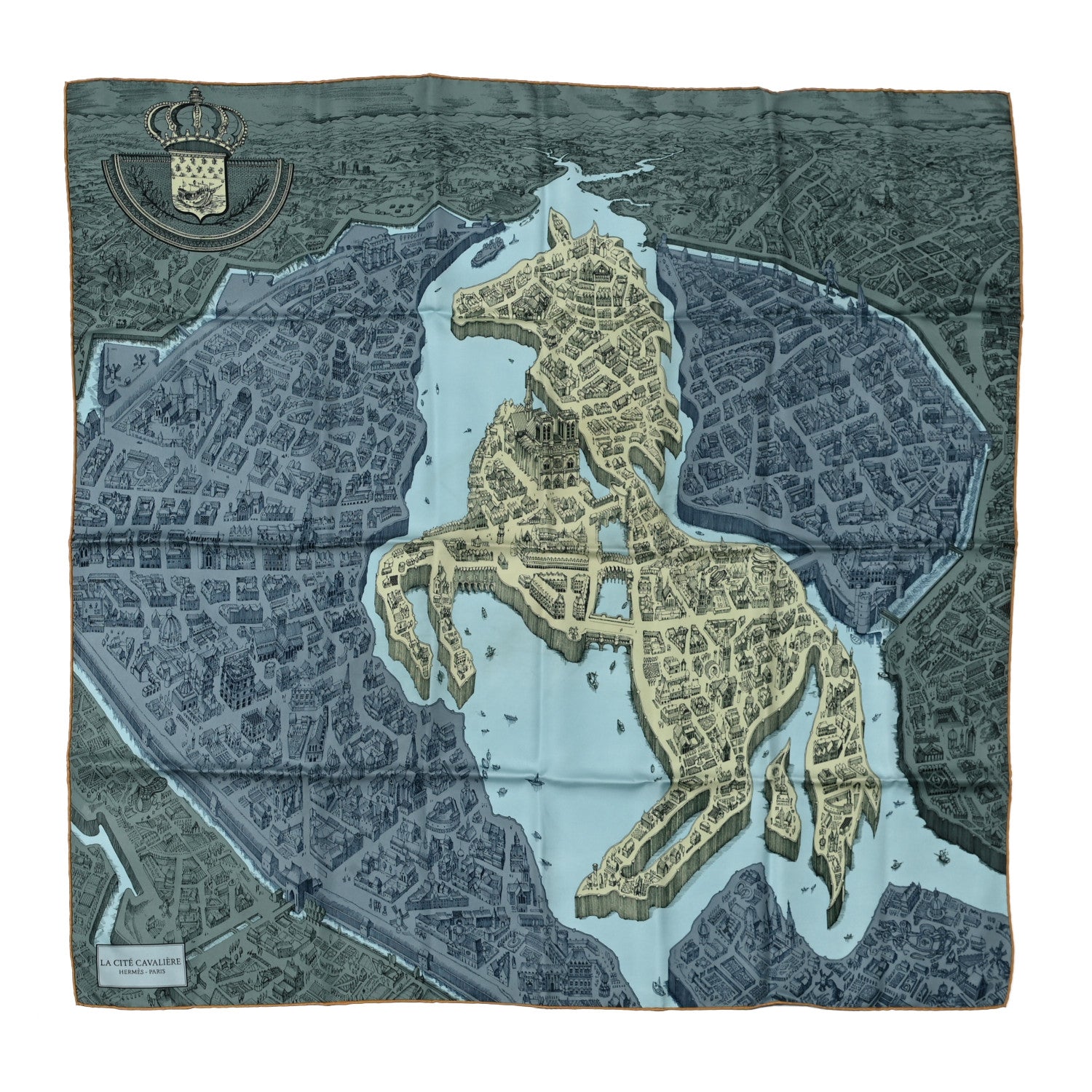Hermes Silk La Cite Cavaliere Scarf 90 1 of 5