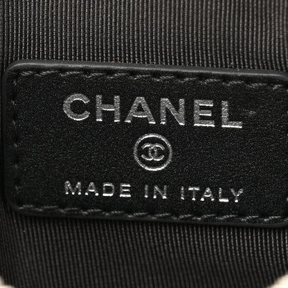 Chanel Goatskin Camellia Embossed Cosmetic Pouch Black 6 of 8