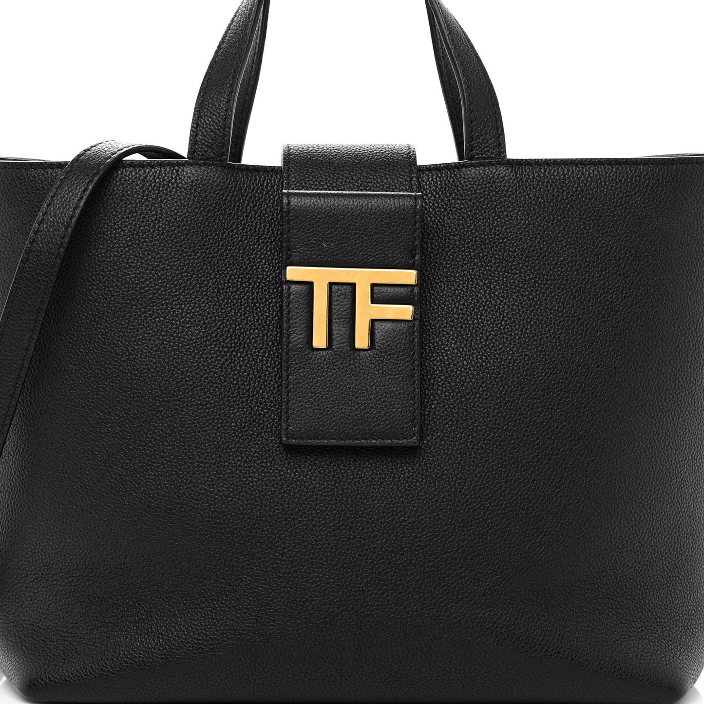 Grained Calfskin Mini TF East West Tote Black