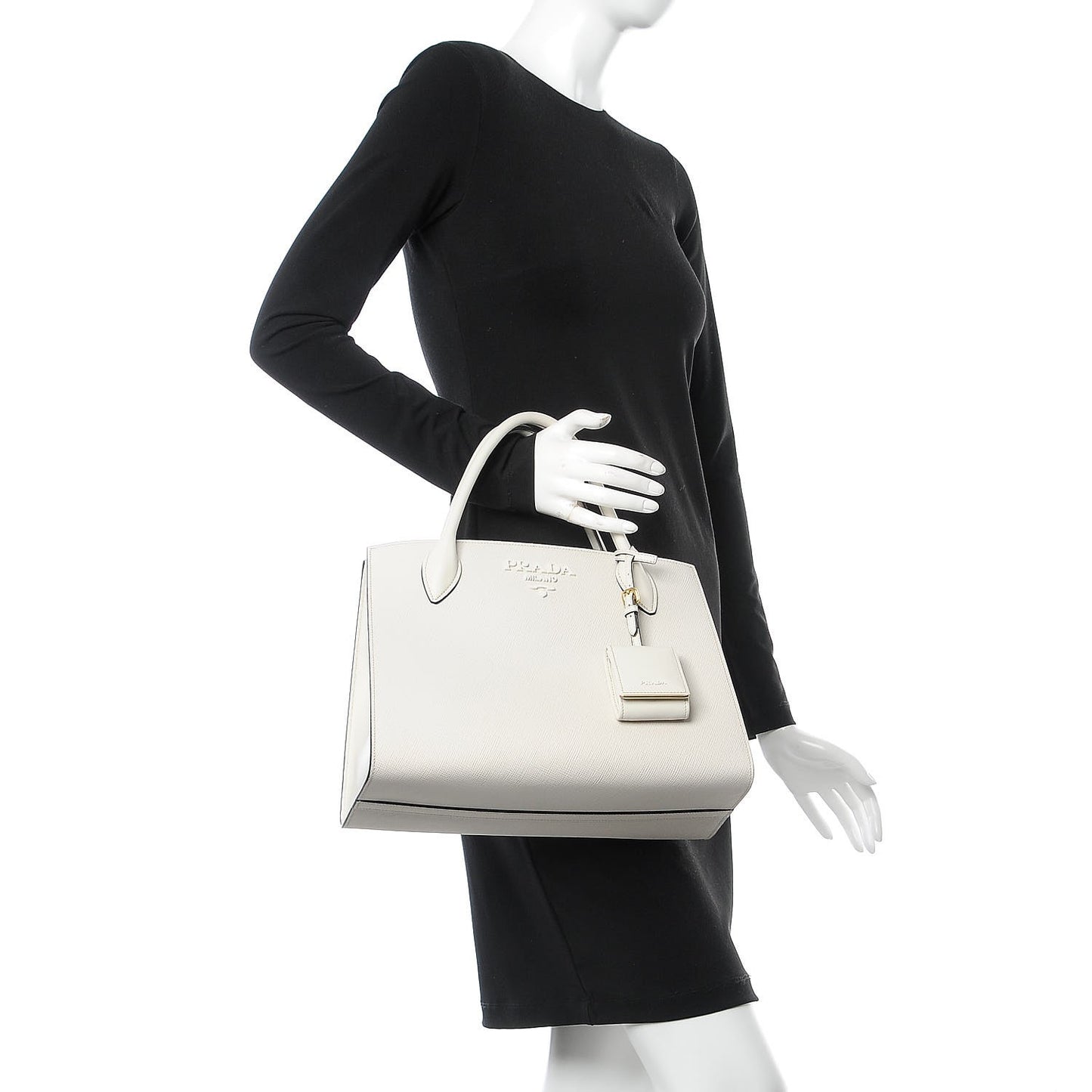 Saffiano Cuir Calfskin Medium Monochrome Top Handle Tote Talco