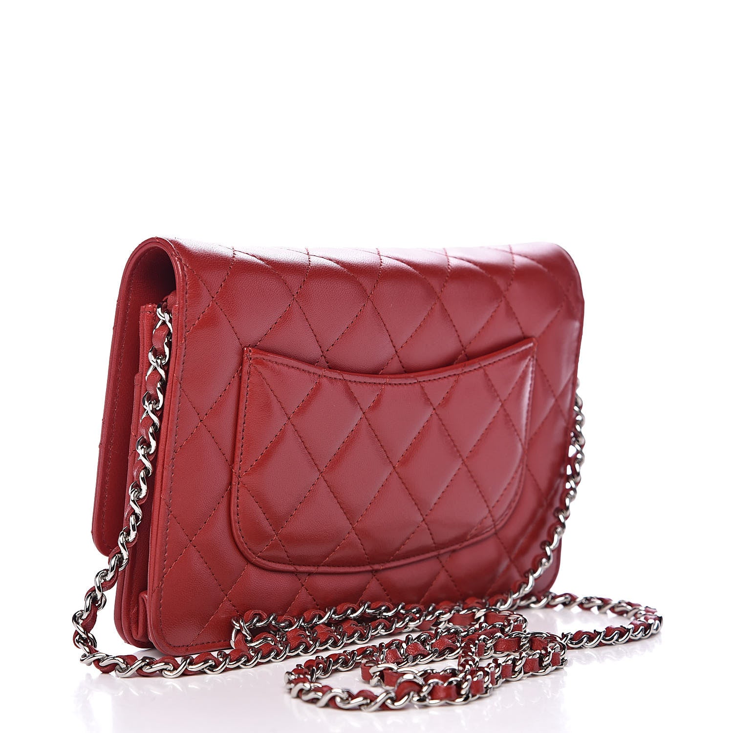 Chanel Lambskin Quilted Wallet On Chain WOC Red 3 of 13
