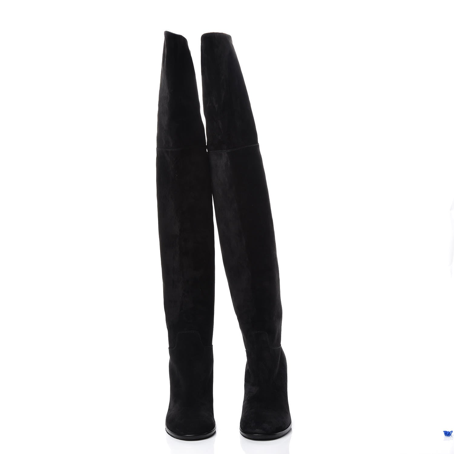 Chanel Suede Calfskin CC Over The Knee Boots 39 Black 2 of 10