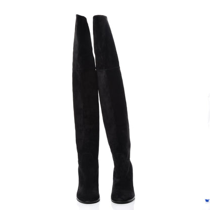 Chanel Suede Calfskin CC Over The Knee Boots 39 Black 2 of 10