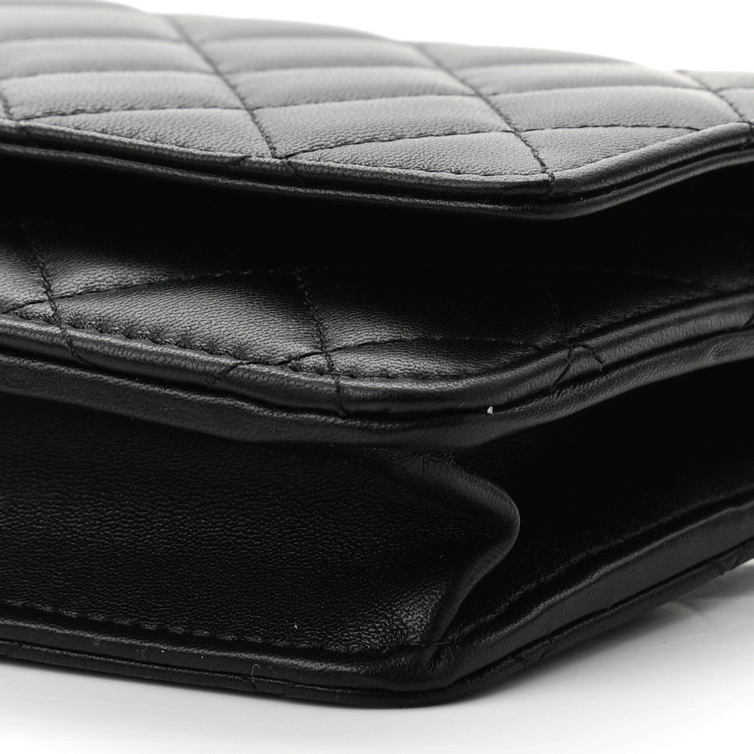 Chanel Lambskin Quilted Pearl Wallet On Chain WOC Black 10 of 11