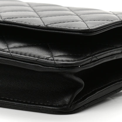 Chanel Lambskin Quilted Pearl Wallet On Chain WOC Black 10 of 11