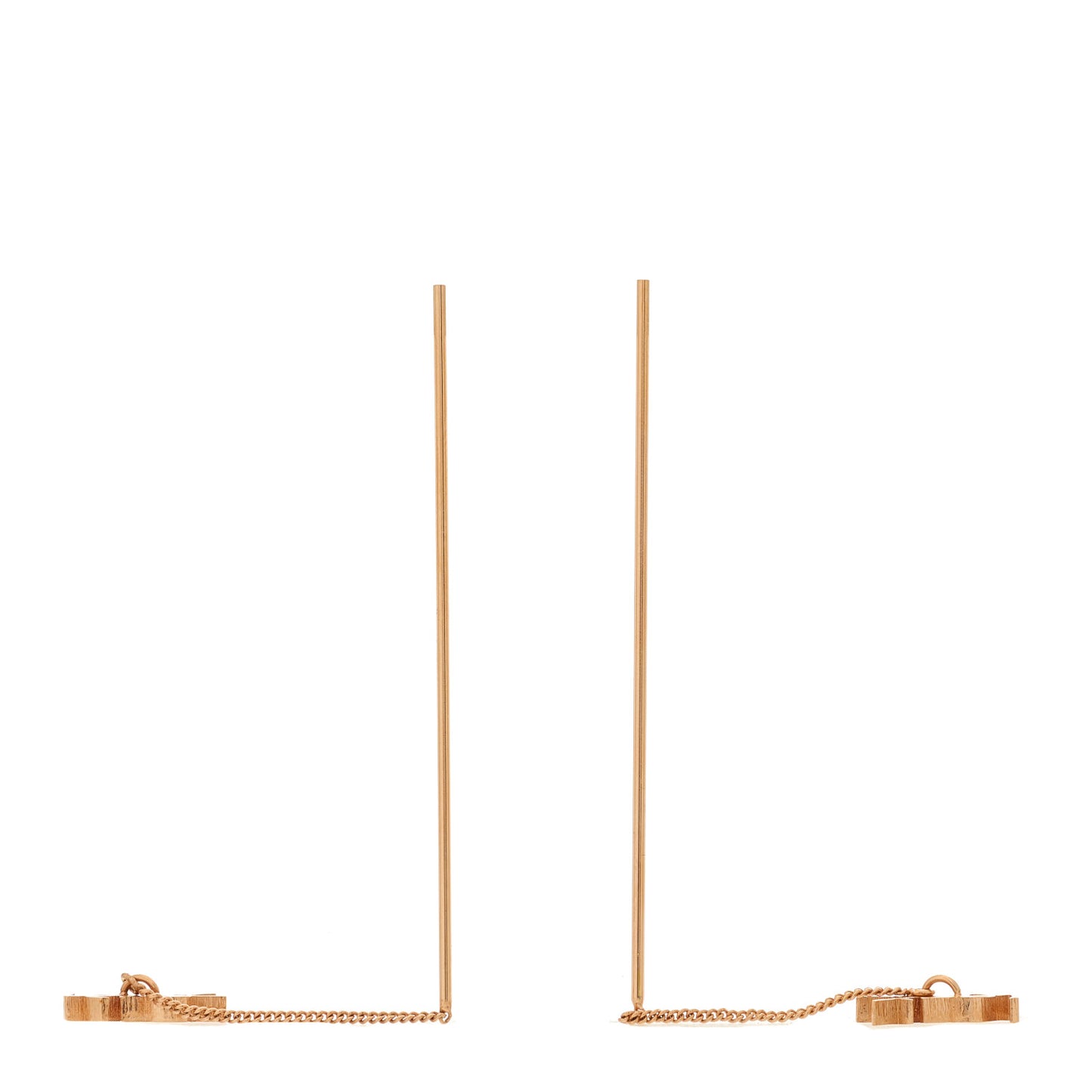 Metal Monogram Pendant Threader Earrings Rose Gold