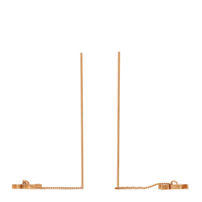 Saint Laurent Metal Monogram Pendant Threader Earrings Rose Gold 3 of 4