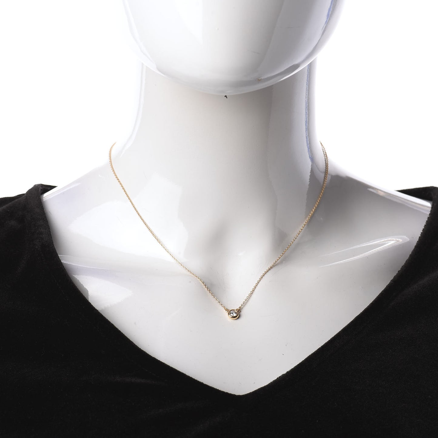 18K Rose Gold Diamond .17ct Elsa Peretti Diamonds by the Yard Pendant Necklace