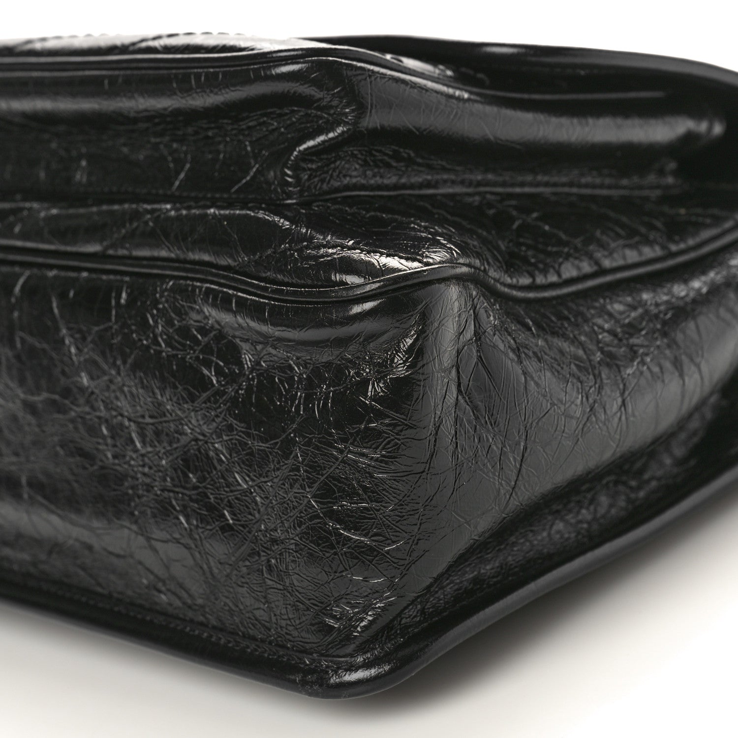 Saint Laurent Crinkled Calfskin Matelasse Monogram Large Niki Chain Satchel Black 8 of 9