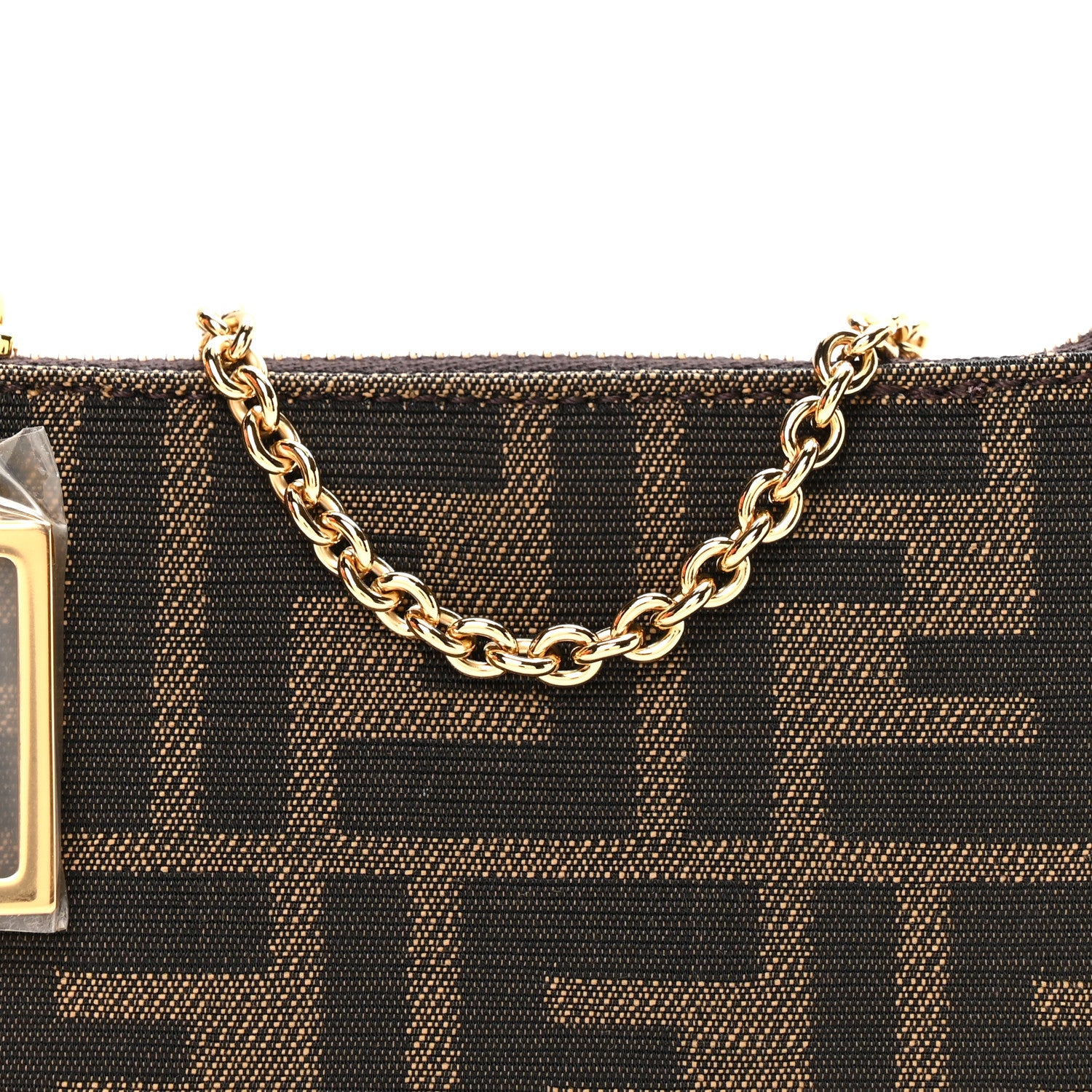 Fendi Fabric Jacquard FF 1974 Baguette Mini Pouch Tobacco Moro Sand 7 of 10