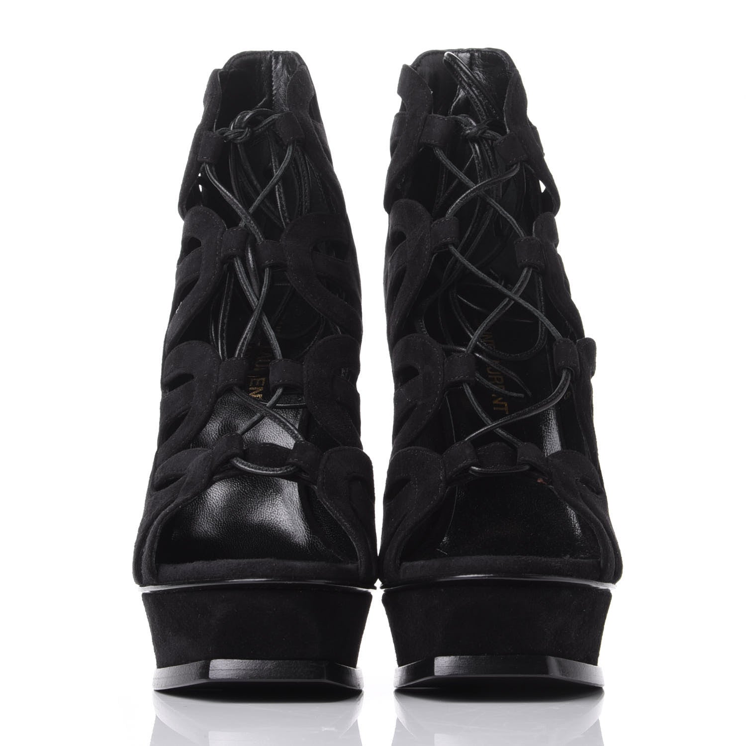 Saint Laurent Kid Scamosciato Tribute 105 Platform Sandals 36 Black 2 of 10