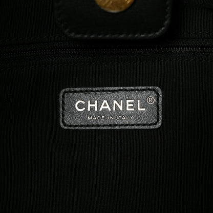 Chanel Nylon Grosgrain Quilted Lifestyle Shopping Tote Black 6 of 10