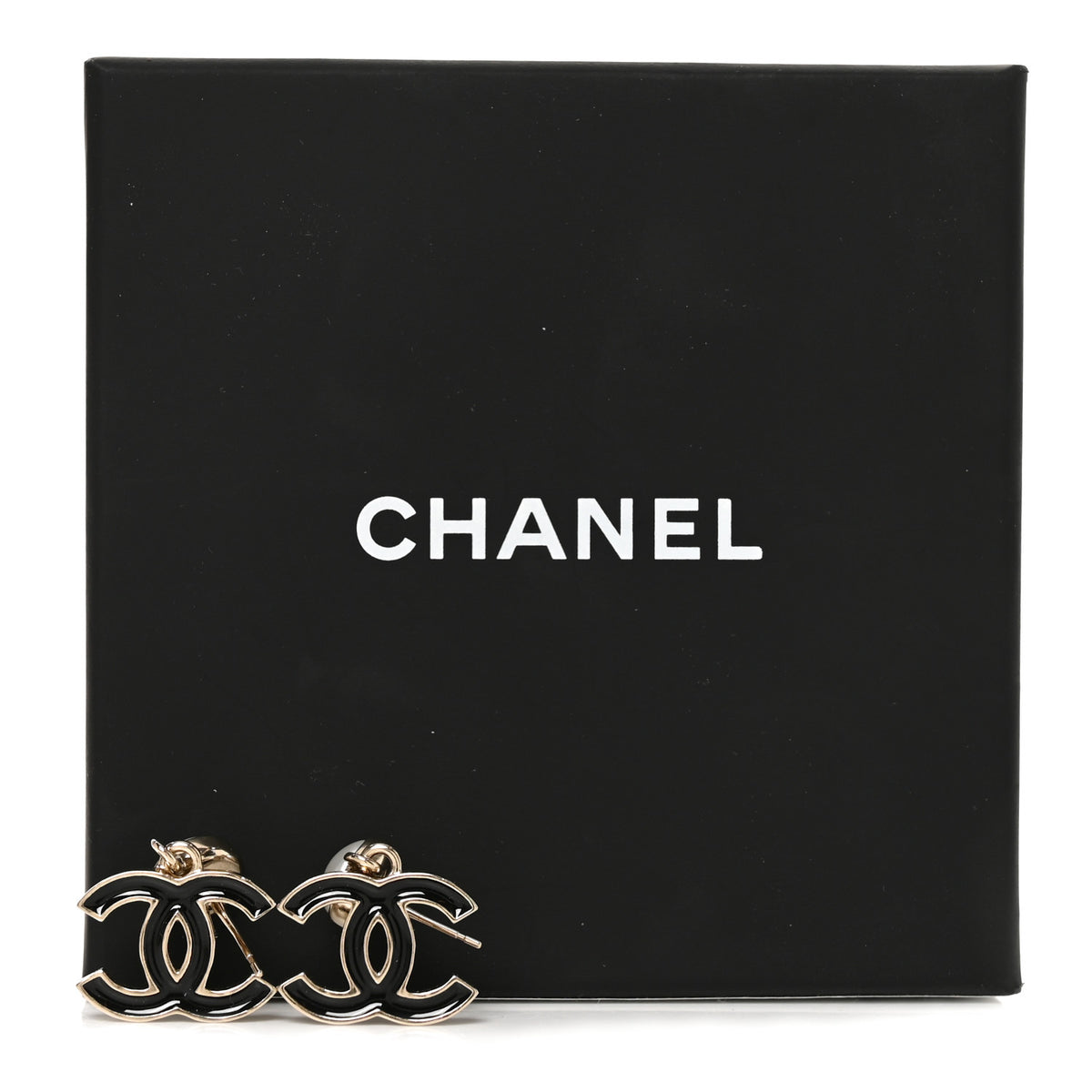 Chanel Pearl Enamel CC Drop Earrings Black 5 of 5