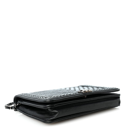 Chanel Calfskin Chevron Quilted Braided Boy Wallet On Chain WOC Black 4 of 11