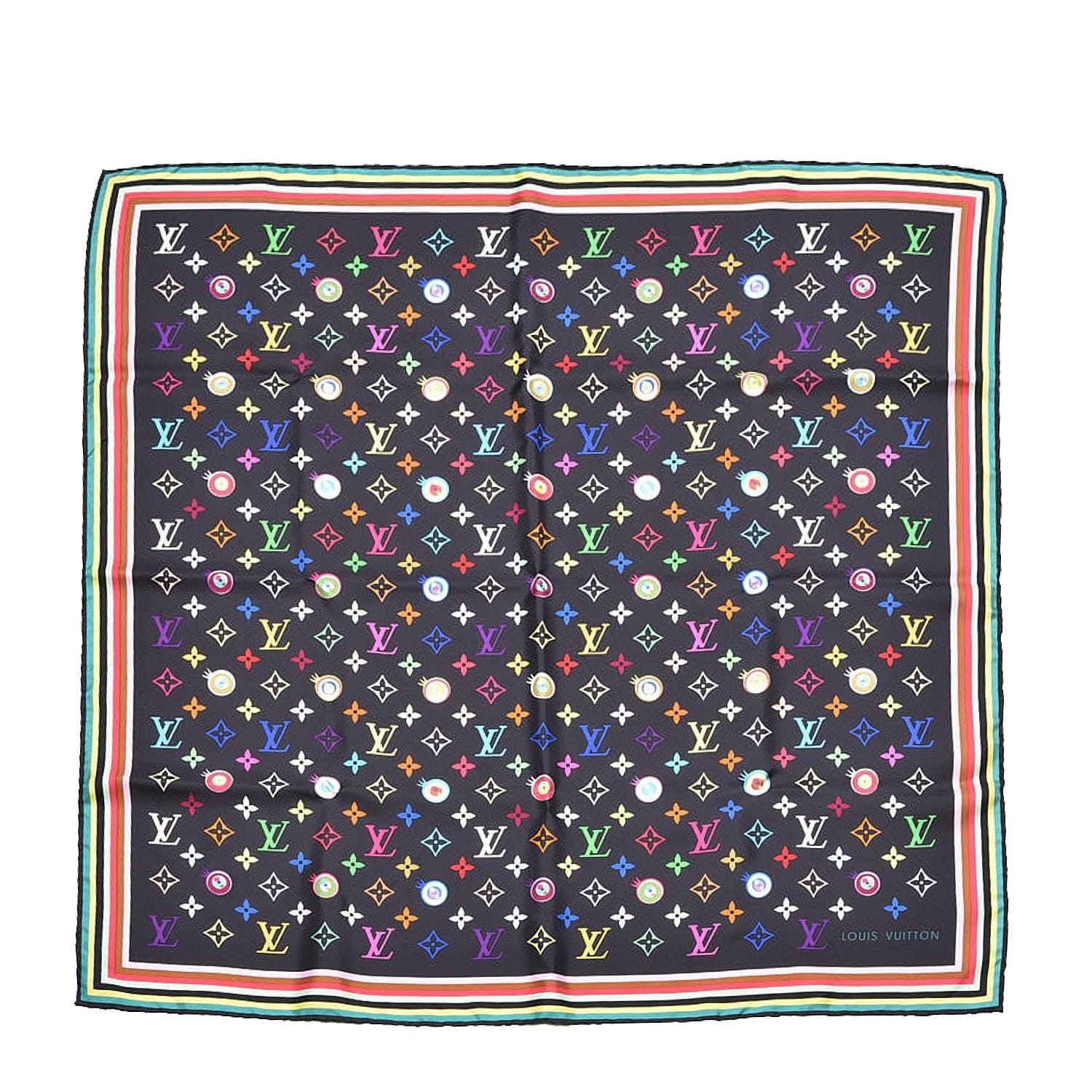 Louis Vuitton Silk Multicolor Eye Love Scarf Black 1 of 5