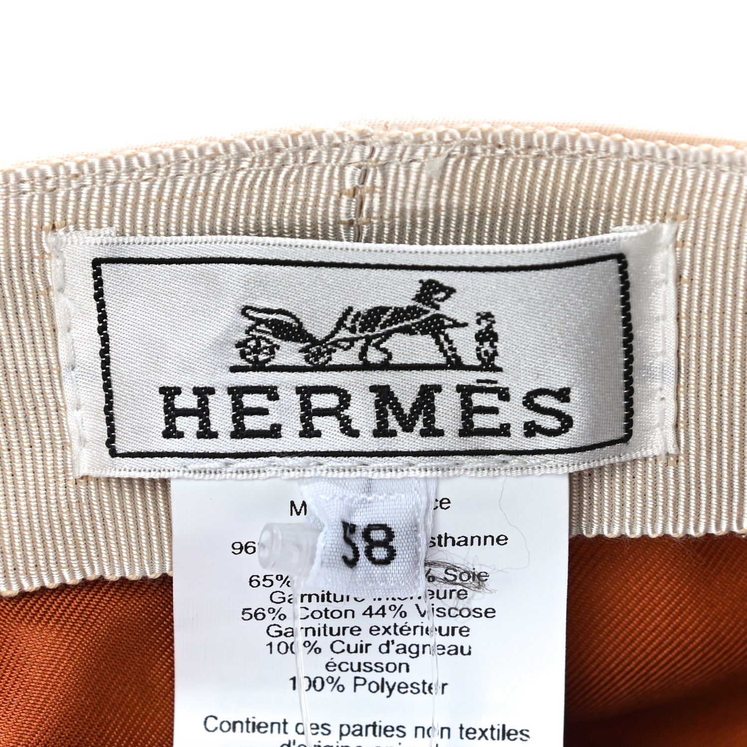 Hermes Double Linen Twill Casquette Cabourg Cliquetis Cap 58 White Creme 7 of 8