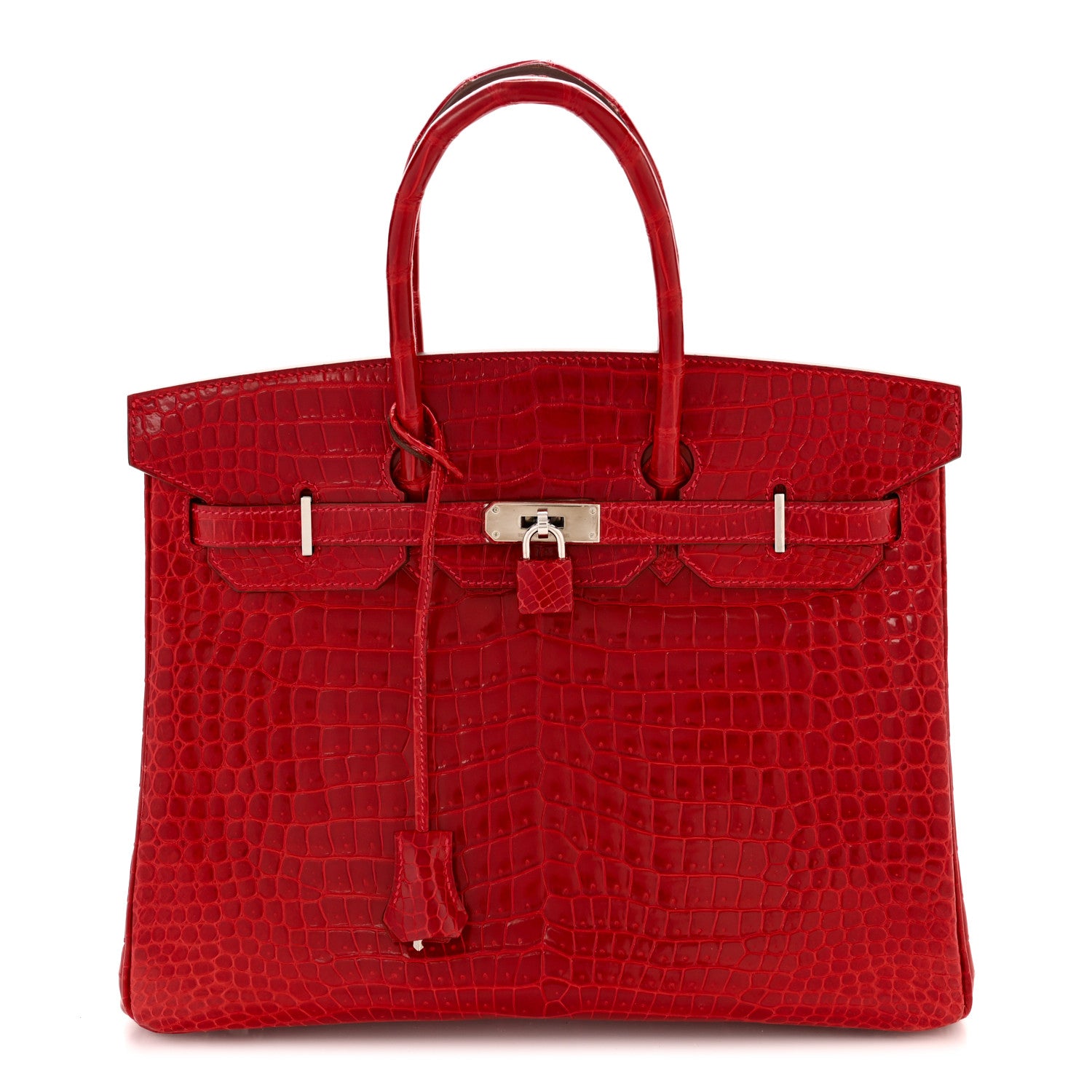 Hermes Shiny Porosus Crocodile Birkin 35 Rouge Vif 1 of 10
