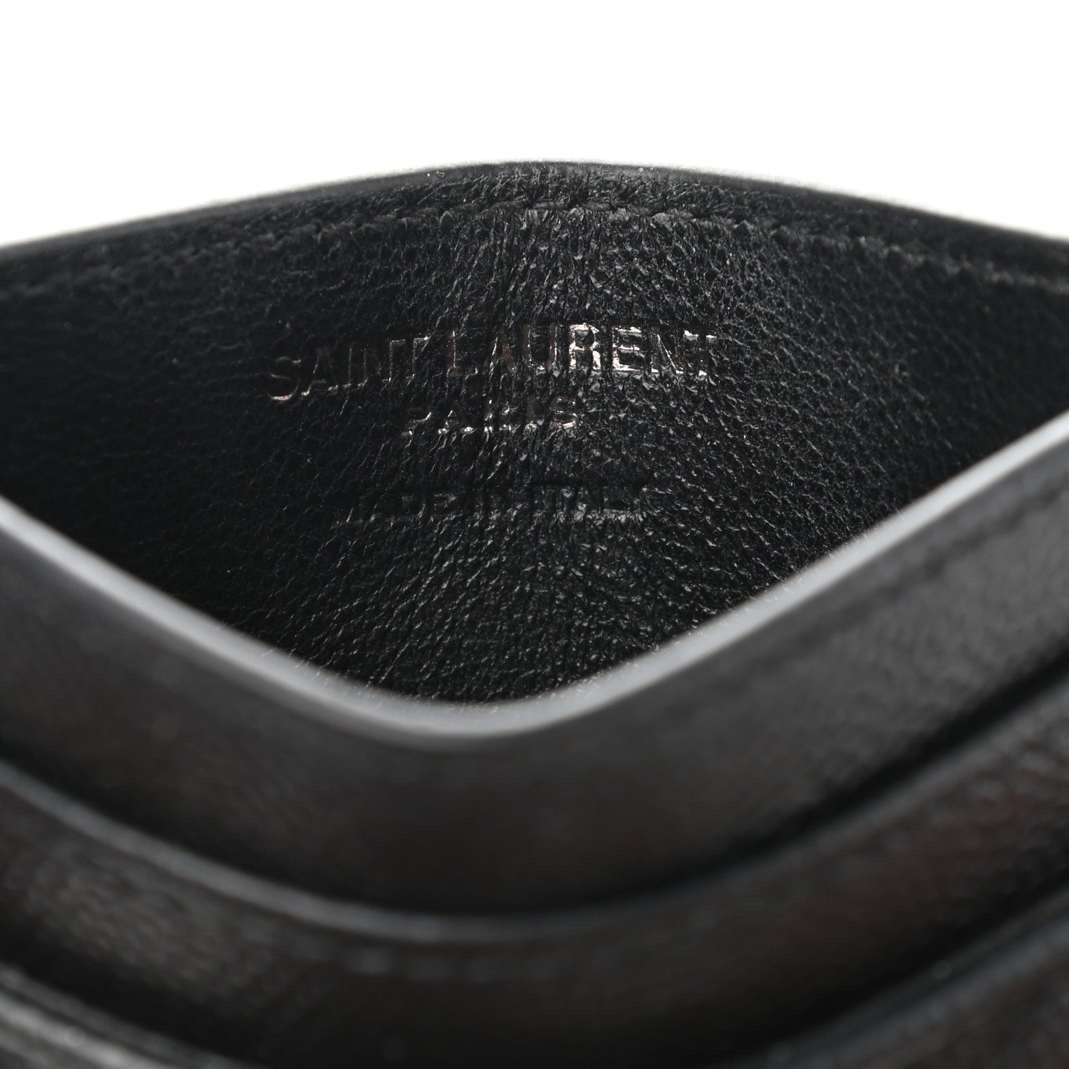 Saint Laurent Grain De Poudre Matelasse Chevron Monogram Credit Card Case Black 6 of 9