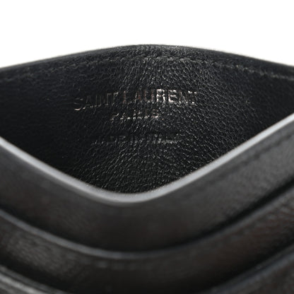Saint Laurent Grain De Poudre Matelasse Chevron Monogram Credit Card Case Black 6 of 9
