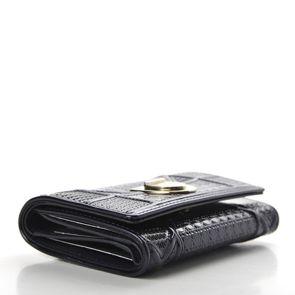 Christian Dior Metallic Patent Micro-Cannage Diorama Elancee Wallet Dark Blue 4 of 7