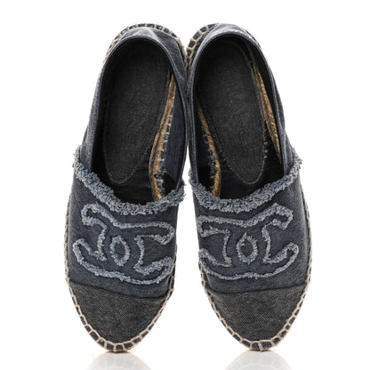 Chanel Linen CC Espadrilles 35 Blue Black 5 of 12