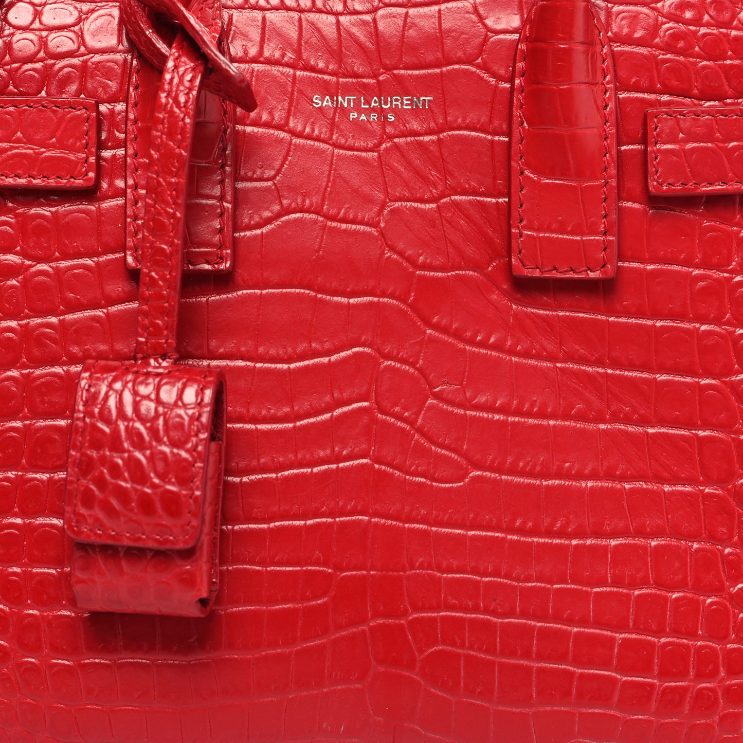 Calfskin Crocodile Embossed Nano Sac De Jour Red