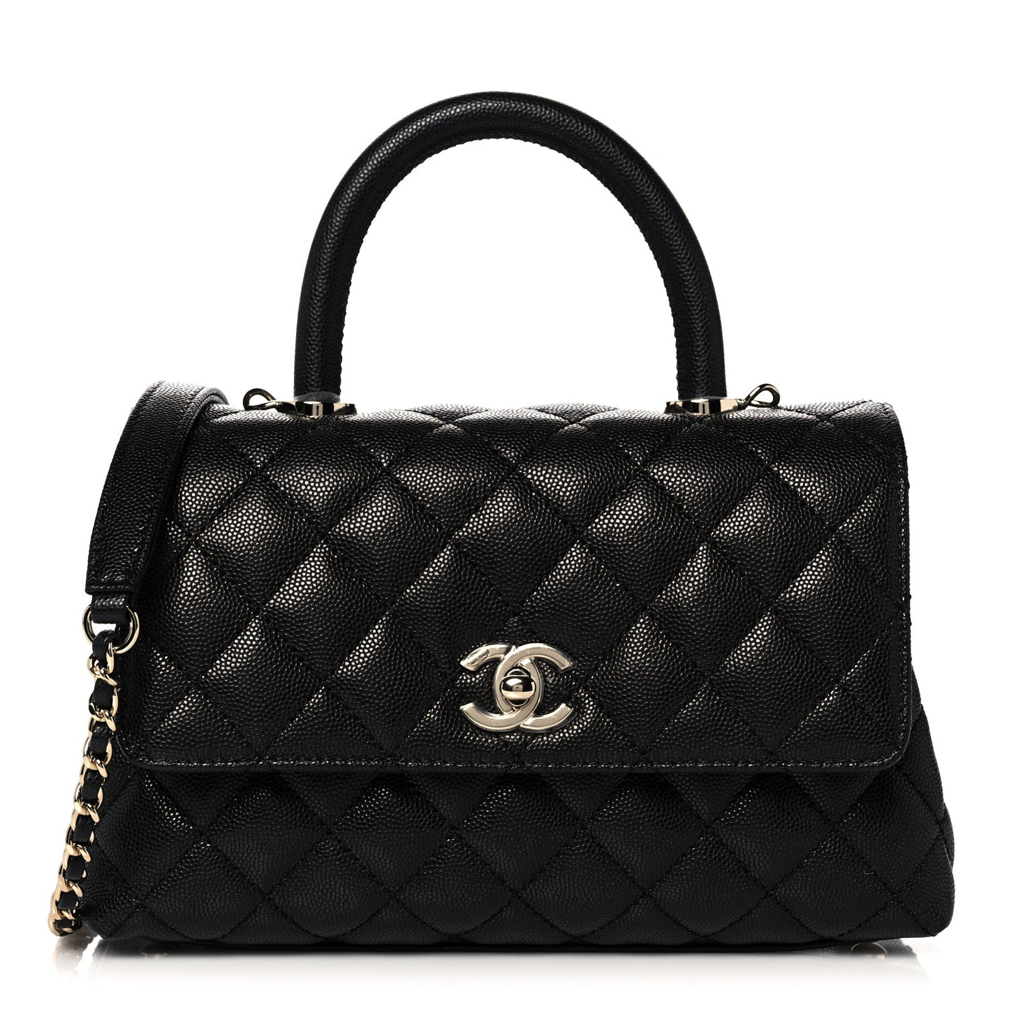 Caviar Quilted Mini Coco Handle Flap Black