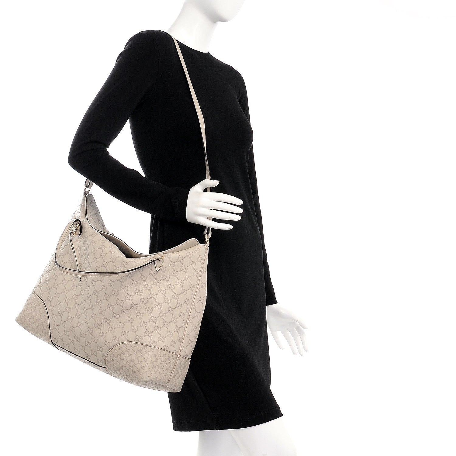 Gucci Guccissima Large Bree Foldover Tote Off White 2 of 14